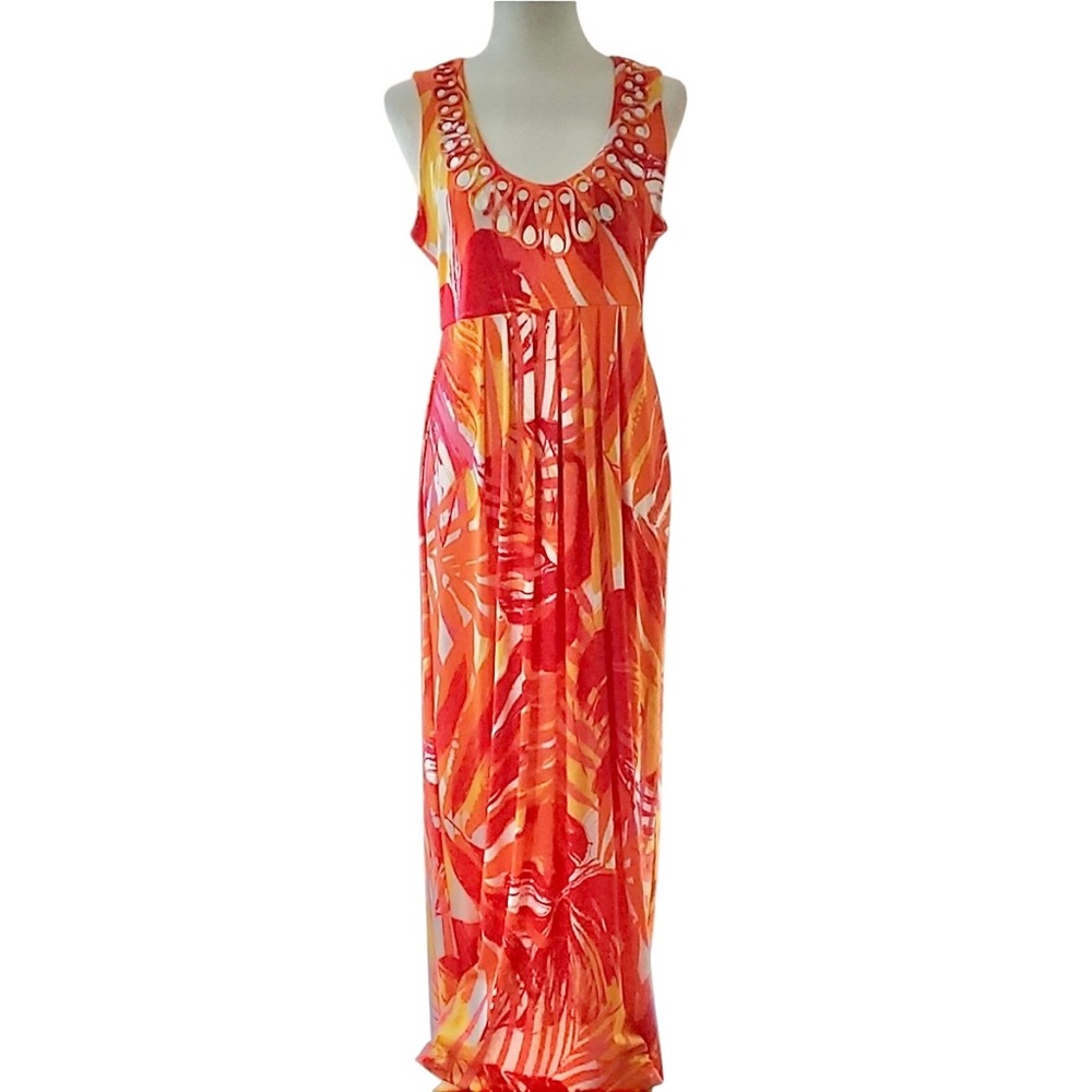 Ruby Rd. Embellished Orange and Pink Maxi Sundress Size L
